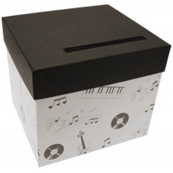 URNE MUSIQUE NOIR ET BLANCHE URNE CARREE 20,5 x 23 x 20,5 CM