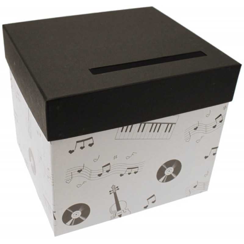 URNE MUSIQUE NOIR ET BLANCHE URNE CARREE 20,5 x 23 x 20,5 CM