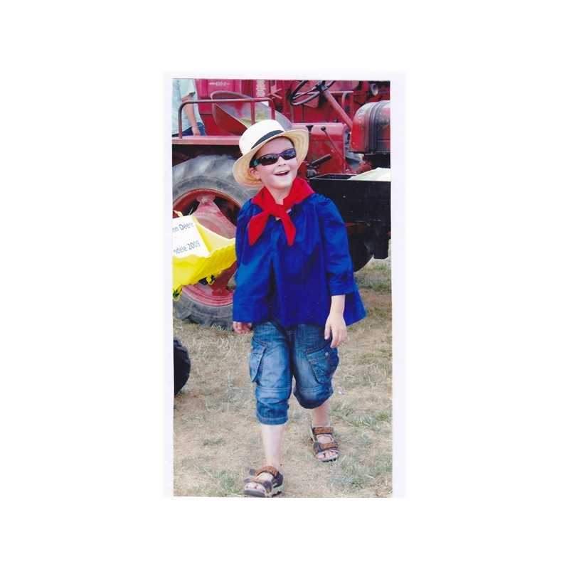 DEGUISEMENT PAYSAN CHEMISE BLEUE + FOULARD ROUGE TAILLE 5-6 ANS