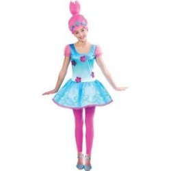 DEGUISEMENT LES TROLLS ROBE BLEUE PERRUQUE ROSE TAILLE 10/12 ANS