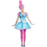 DEGUISEMENT LES TROLLS ROBE BLEUE PERRUQUE ROSE TAILLE 10/12 ANS