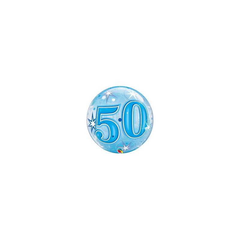 BALLON BUBBLES CHIFFRE 50 BLEU 56 CM