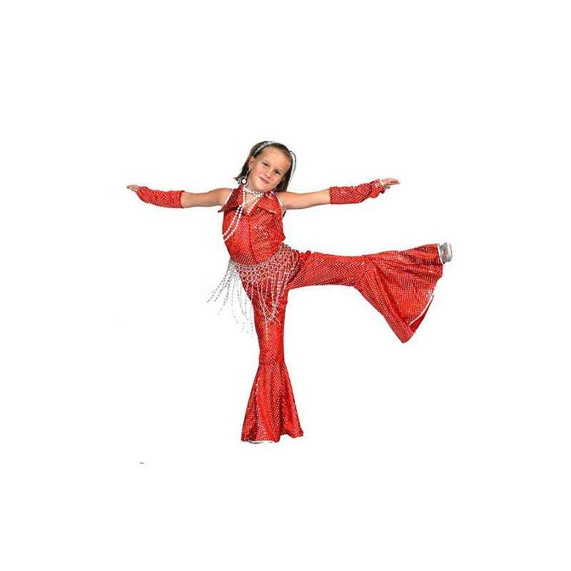 DEGUISEMENT COMBINAISON VELOURS DISCO ROUGE PAILLETTE TAILLE 140