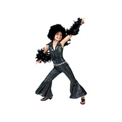 DEGUISEMENT COMBINAISON VELOURS NOIR PAILETTE TAILLE 8 ANS