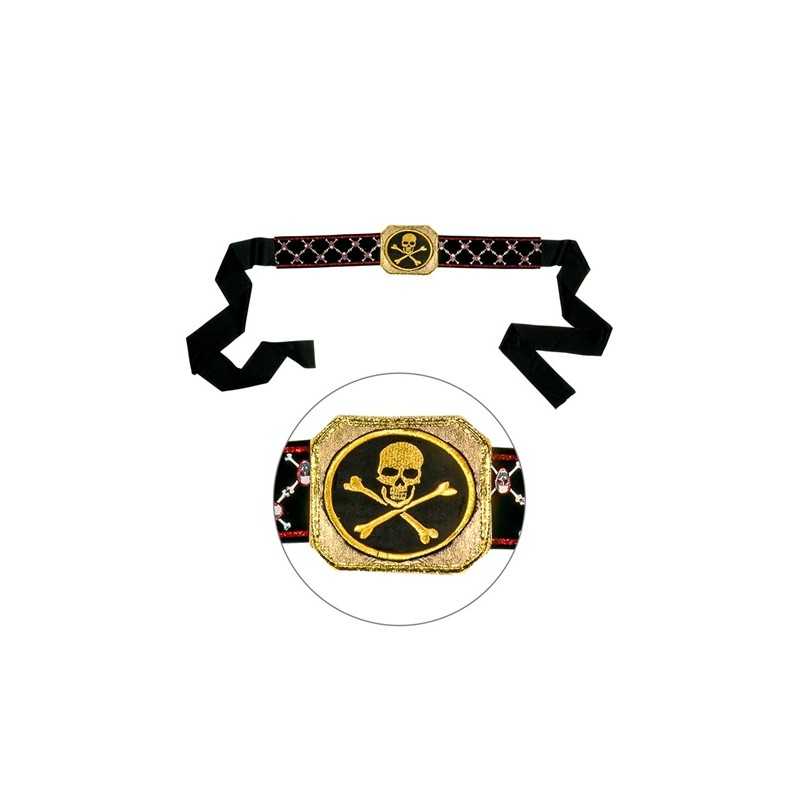 CEINTURE PIRATE EN TISSU TETE DE MORT