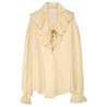 CHEMISE BEIGE A JABOT PIRATE OU RENAISSANCE TAILLE XL