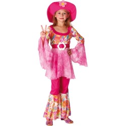 DEGUISEMENT HIPPY FLOWER ROSE TAILLE 4-6 ANS