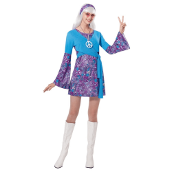 DEGUISEMENT TUNIQUE HIPPIE BLEUE TAILLE XS