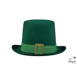 CHAPEAU HAUT DE FORME FEUTRE VERT ST PATRICK AVEC BOUCLE