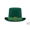 CHAPEAU HAUT DE FORME FEUTRE VERT ST PATRICK AVEC BOUCLE