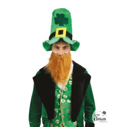 CHAPEAU VELOUR HDF VERT ST PATRICK AVEC BARBE ROUSSE