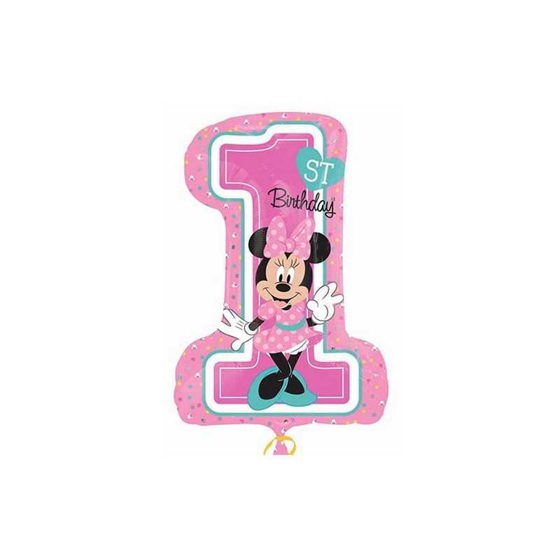 BALLON METALLIQUE 1 AN MINNIE ROSE 48 X 71 CM