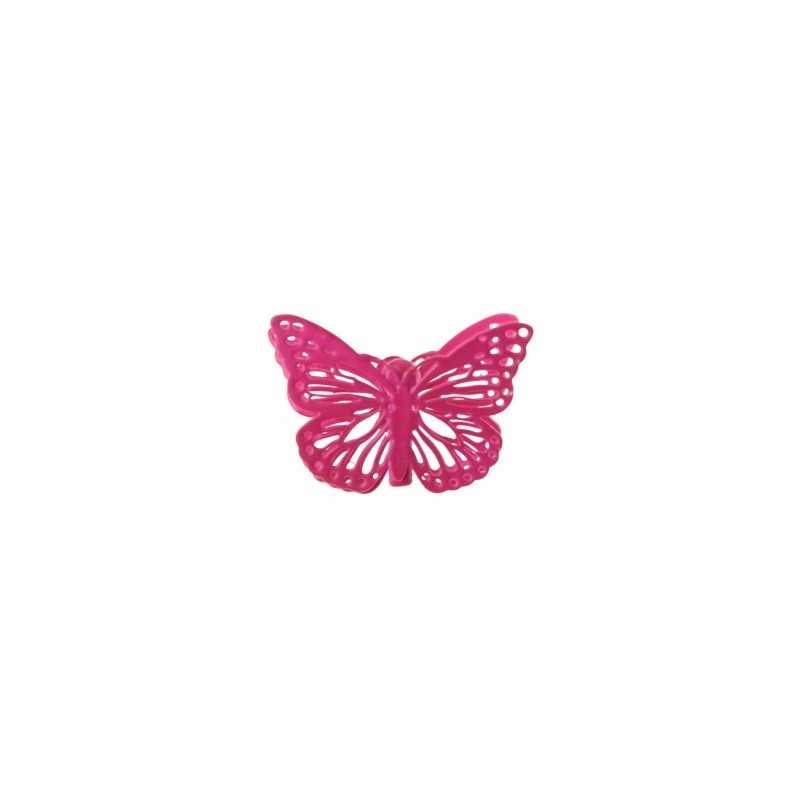 SACHET DE 6 PAPILLONS METAL FUSCHIA
