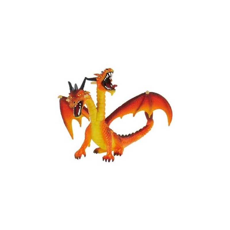 FIGURINE DRAGON A DEUX TETES ORANGE