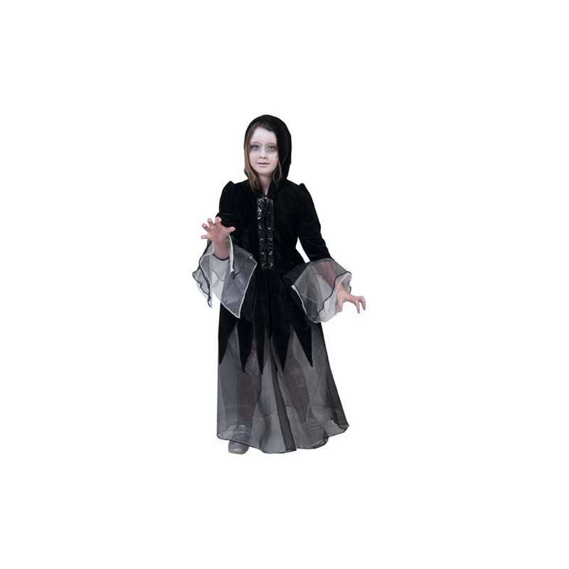 DEGUISEMENT ENFANT ROBE VELOURS NOIRE SORCIERE GOTHICA TAILLE 8 ANS