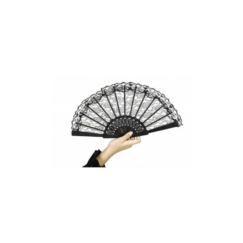 EVENTAIL DENTELLE NOIR ET OR