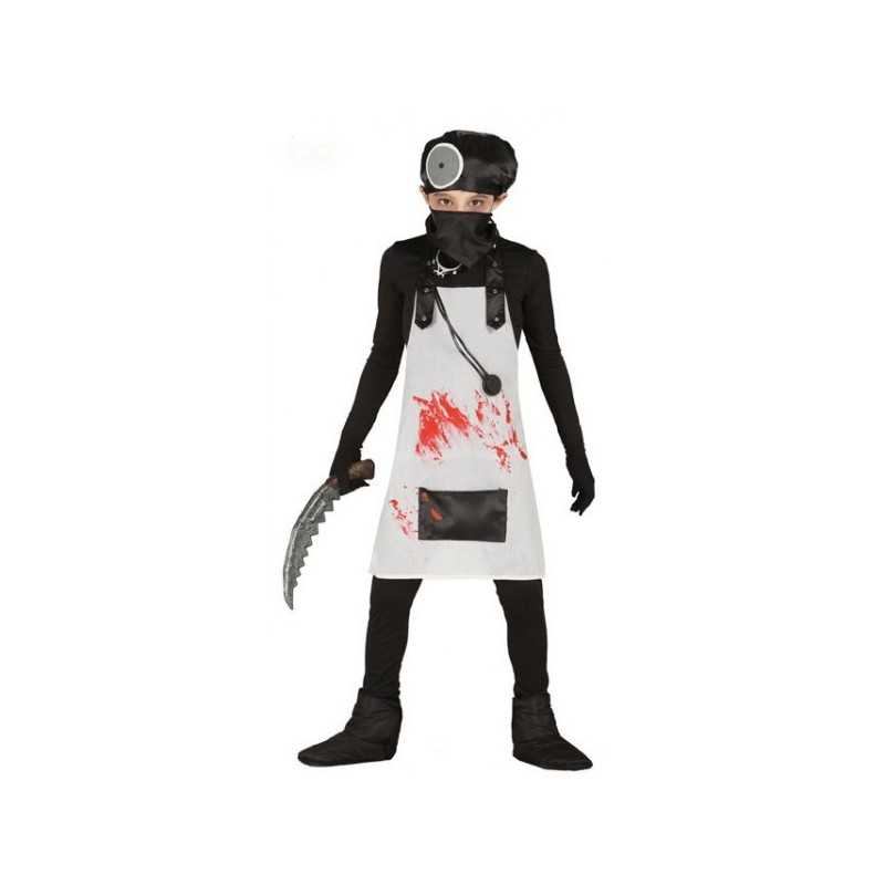 DEGUISEMENT DOCTEUR NOIR TABLIER SANG TAILLE 10/12 ANS