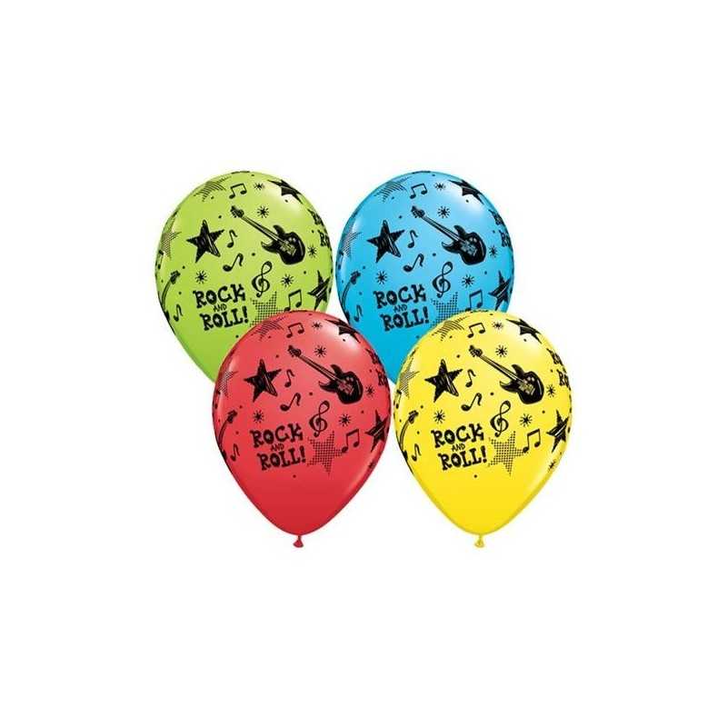 25 BALLONS QUALATEX 11" ROCK AND ROLL STARS MULTICOLORE
