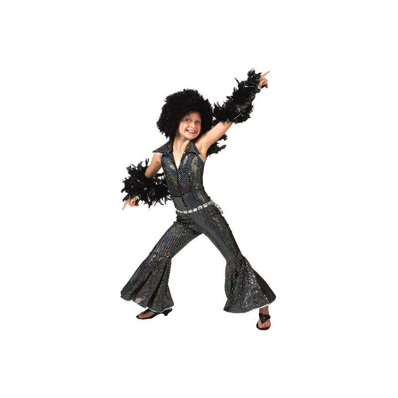 DEGUISEMENT COMBINAISON DISCO PAILLETEE NOIRE TAILLE 164