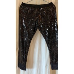 DEGUISEMENT ENSEMBLE DISCO PANTACOURT ET TOP BRETELLE SEQUIN NOIR TAILLE XS