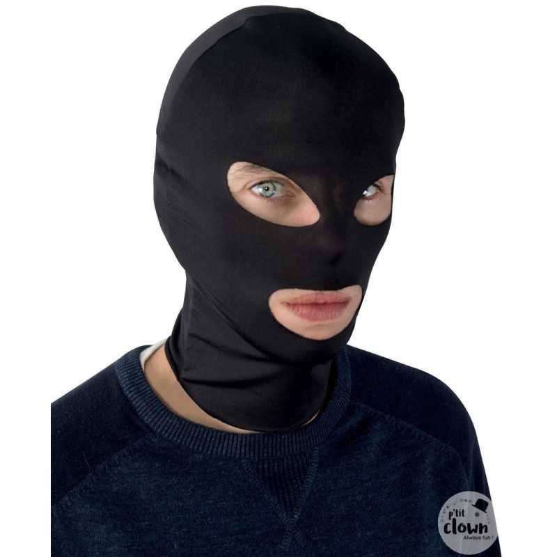 CAGOULE DE CAMBRIOLEUR OU NINJA NOIRE EN TISSUS