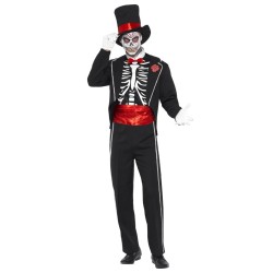 DEGUISEMENT DAY OF THE DEAD TAILLE L HAUT DE FORME SQUELETTE