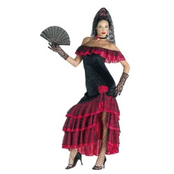 DEGUISEMENT SENORITA ROBE ESPAGNOLE ROUGE ET NOIRE TAILLE L