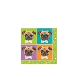 16 SERVIETTES TETE DE CHIEN 33 X 33 CM