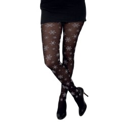 COLLANT NOIR FLOCONS DE NEIGE