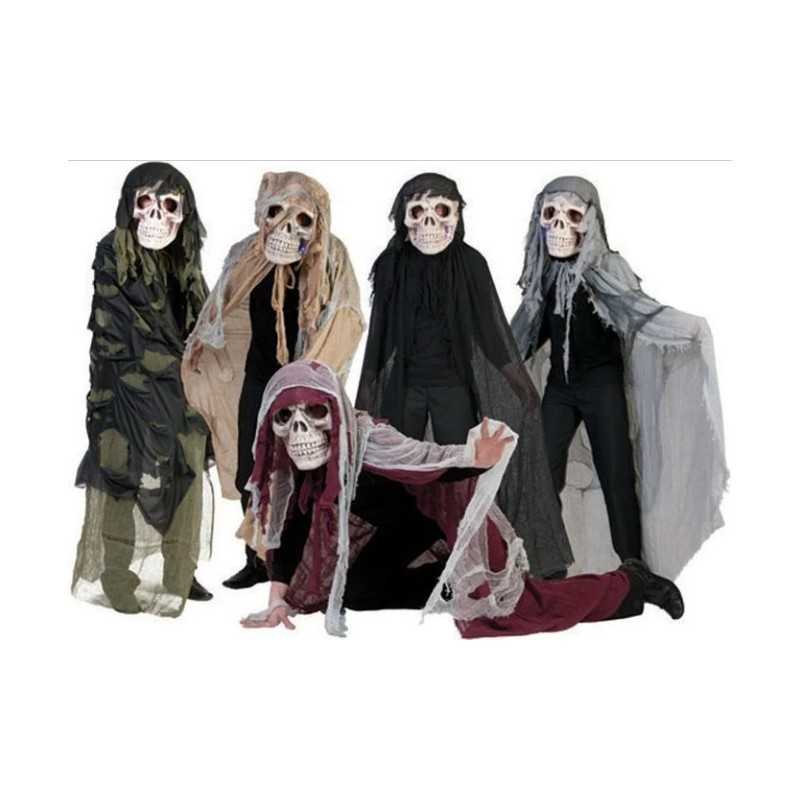 DEGUISEMENT GROSSE TETE SQUELETTE TETE DE MORT AVEC LUMIERES LED + CAPE