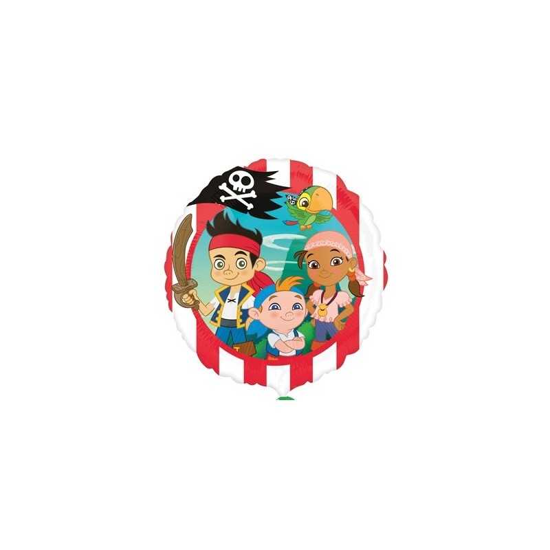 BALLON METALLIQUE ROND JAKE ET LES PIRATES 43 CM