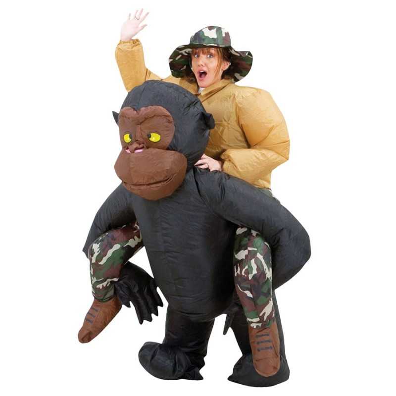 DEGUISEMENT GORILLE OU SINGE GONFLABLE AVEC SON SAFARI MAN