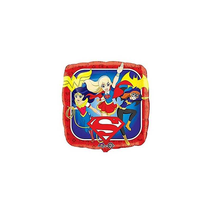 BALLON METALLIQUE CARRE DC SUPER HEROS GIRLS 43 CM