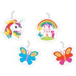 4 BOUGIES LICORNE ARC EN CIEL