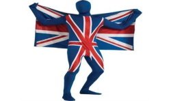 DEGUISEMENT COLLE A LA PEAU UNION JACK TAILLE L