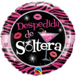 BALLON METALLIQUE ROND ROSE ET NOIRE DESPEDIDA DE SOLTERA 46CM