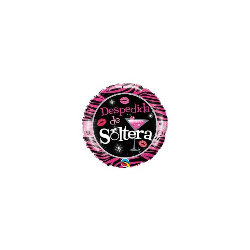 BALLON METALLIQUE ROND ROSE ET NOIRE DESPEDIDA DE SOLTERA 46CM