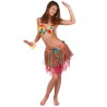 JUPE HAWAIENNE COURTE PAILLE MULTICOLORE SUR FOND ROSE