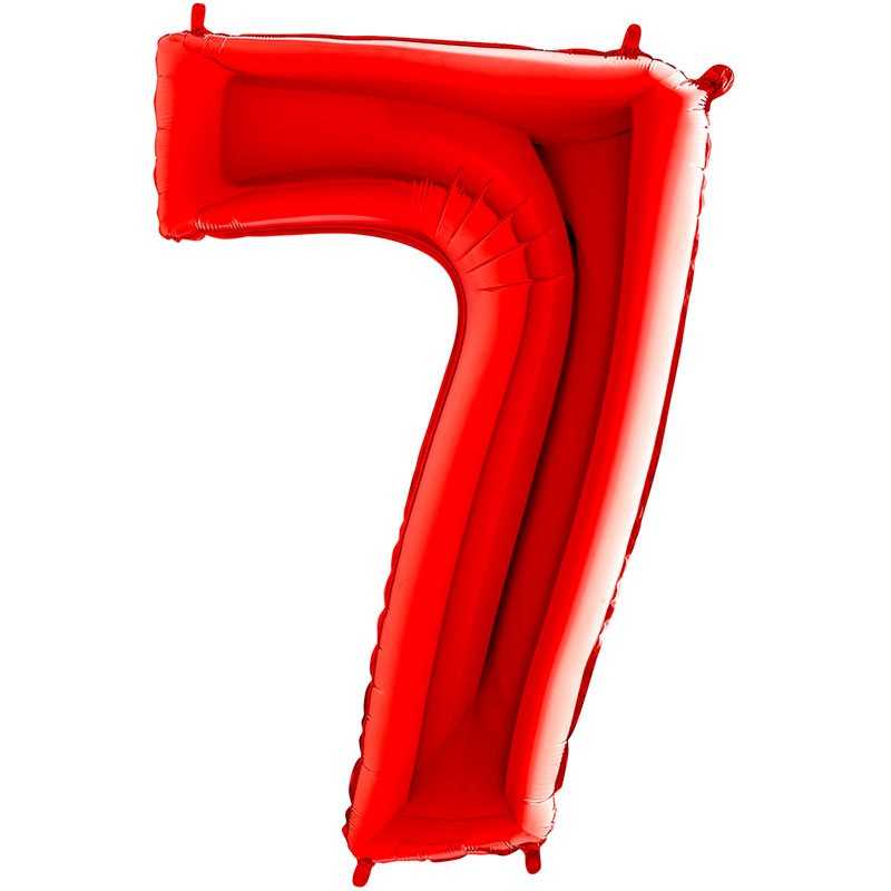 BALLON METALLIQUE CHIFFRE 7 ROUGE 86 CM