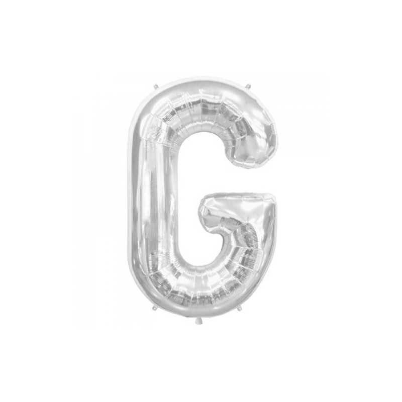 BALLON METALLIQUE LETTRE G ARGENT 86 CM
