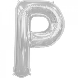 BALLON METALLIQUE LETTRE P ARGENT 86 CM