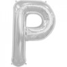 BALLON METALLIQUE LETTRE P ARGENT 86 CM