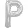 BALLON METALLIQUE LETTRE P ARGENT 86 CM