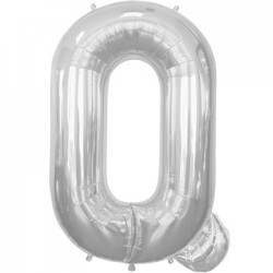 BALLON METALLIQUE LETTRE Q ARGENT 86 CM