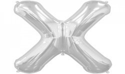 BALLON METALLIQUE LETTRE X ARGENT 86 CM