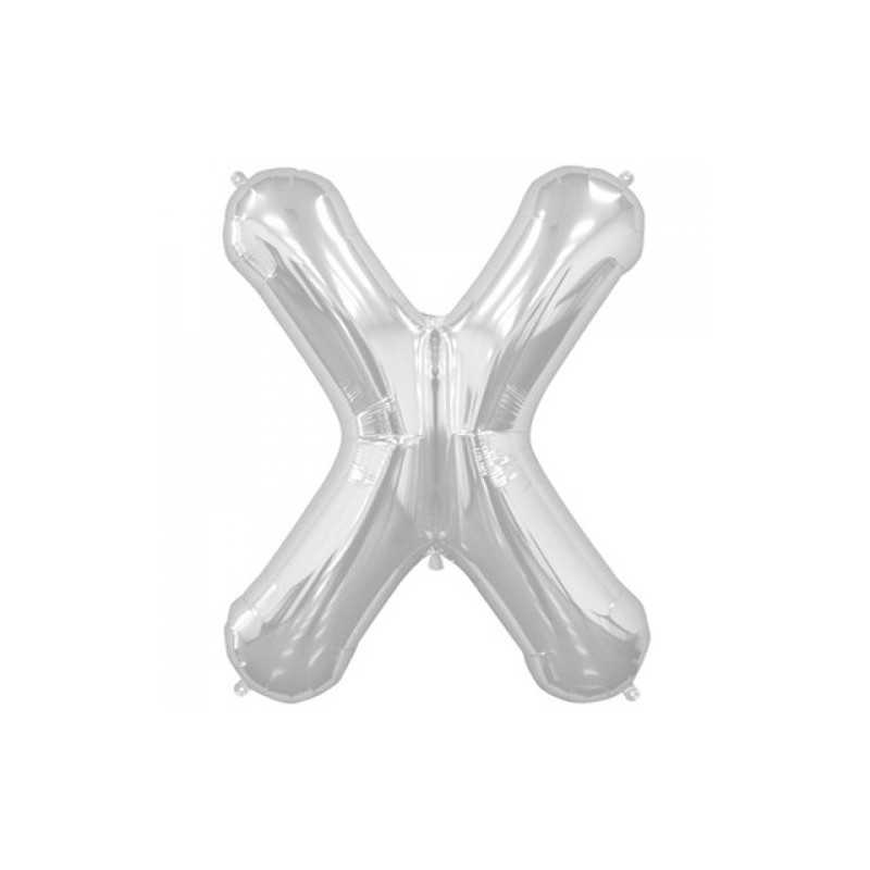 BALLON METALLIQUE LETTRE X ARGENT 86 CM