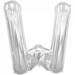 BALLON METALLIQUE LETTRE W ARGENT 86 CM