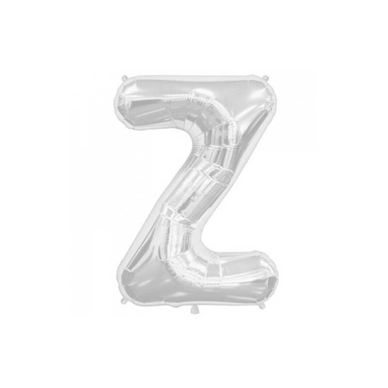 BALLON METALLIQUE LETTRE Z ARGENT 86 CM