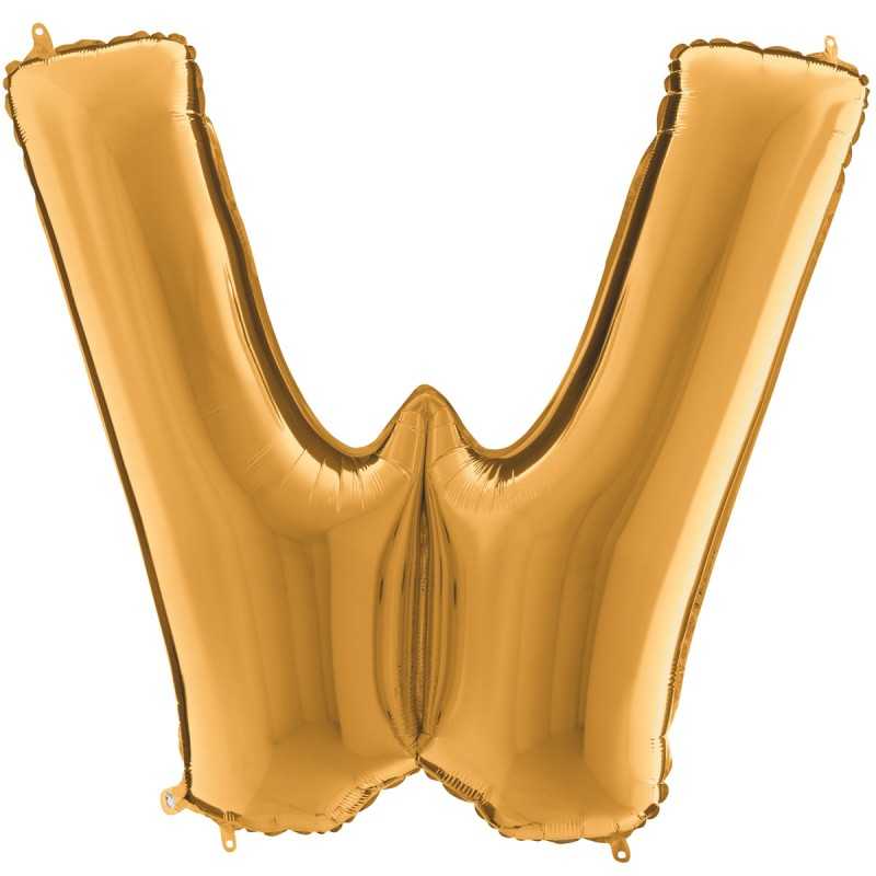 BALLON METALLIQUE LETTRE W OR 100 CM