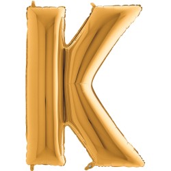 BALLON METALLIQUE LETTRE K OR 100 CM